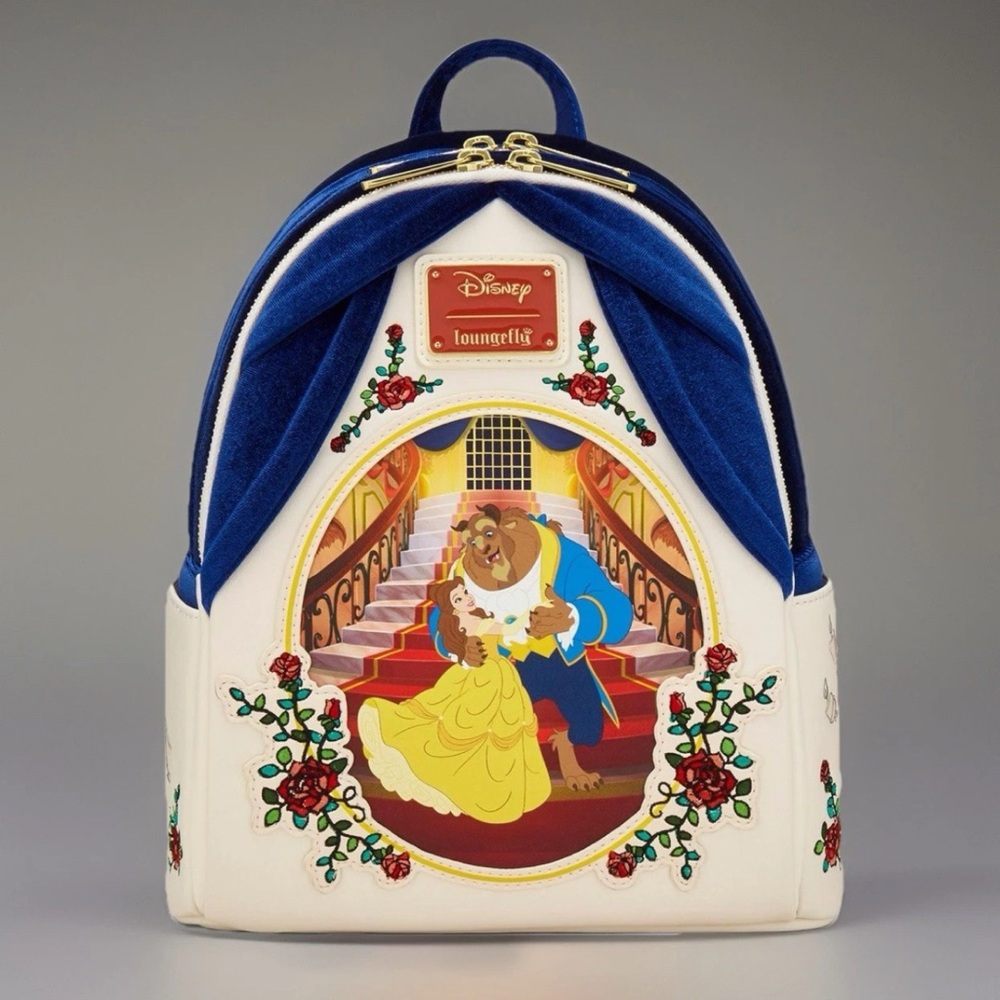 Loungefly Disney Beauty and the Beast Belle & Beast Velvet Mini Backpack